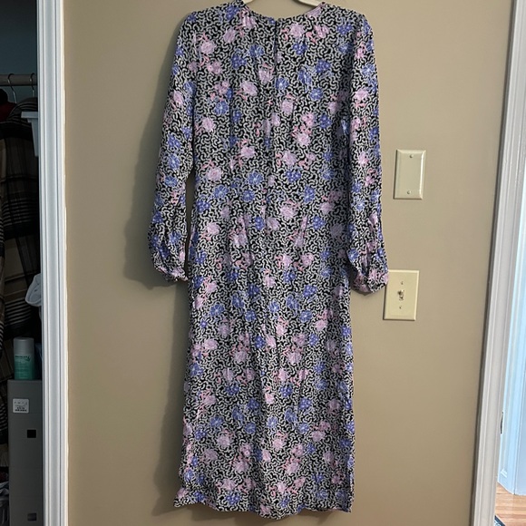 LOFT Blue and Pink Floral Long Sleeve Dress - Picture 3 of 4